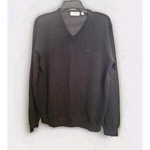 Calvin Klein Men's 100% Merino Wool V-Neck Pullover Sweater Black Size L Classic